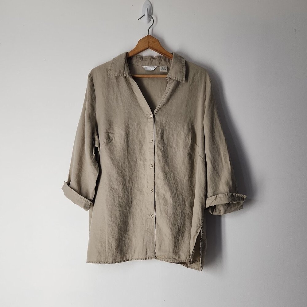 Richard Malcolm button down linen shirt blouse top woman 2X